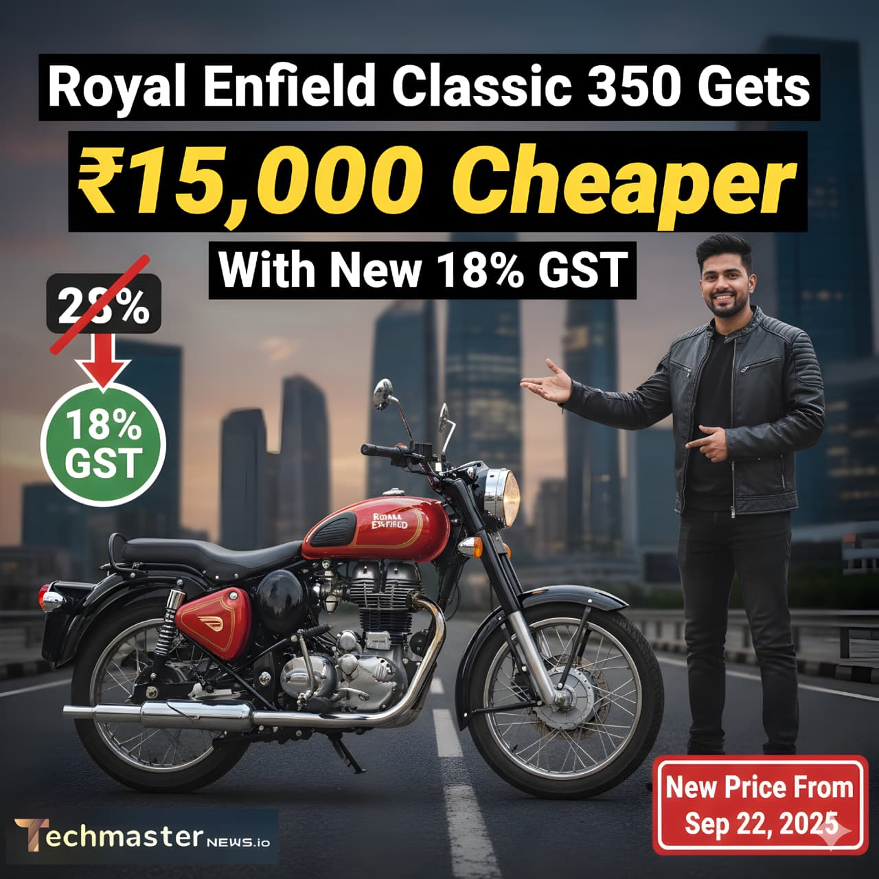 Royal Enfield Classic 350 Gets ₹15,000 Cheaper with New 18% GST